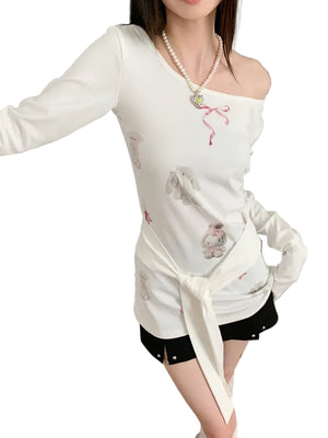VILZSTUDIOS Kawaii Loose Round Neck Long Sleeve Top