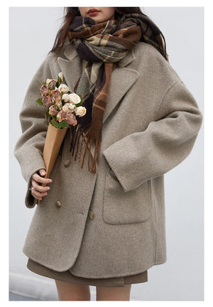 VILZSTUDIOS Chic Woolen Double Breasted Coat