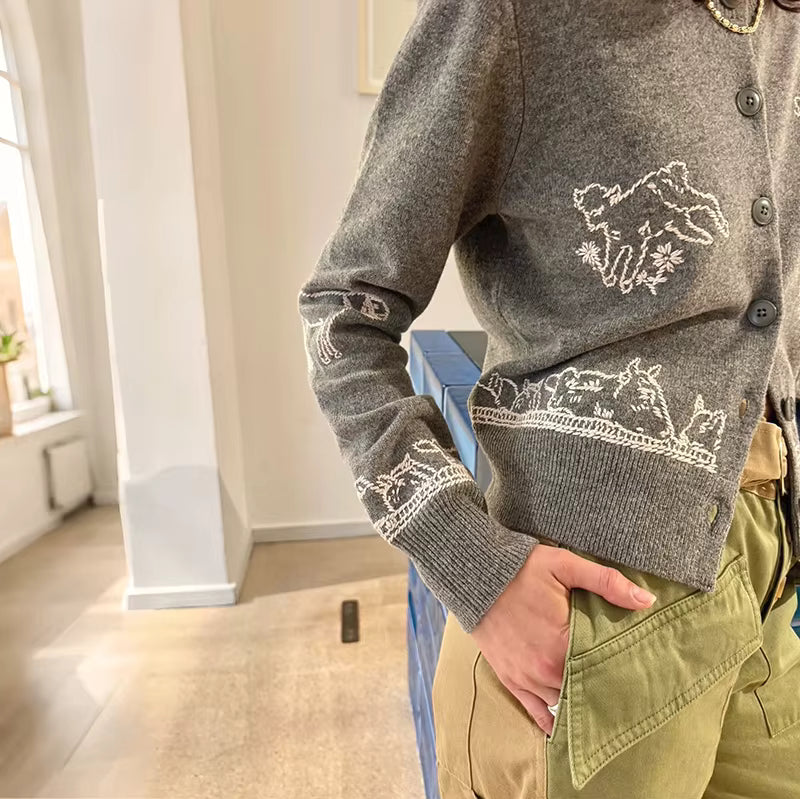 VILZSTUDIOS Embroidered Knit Cardigan