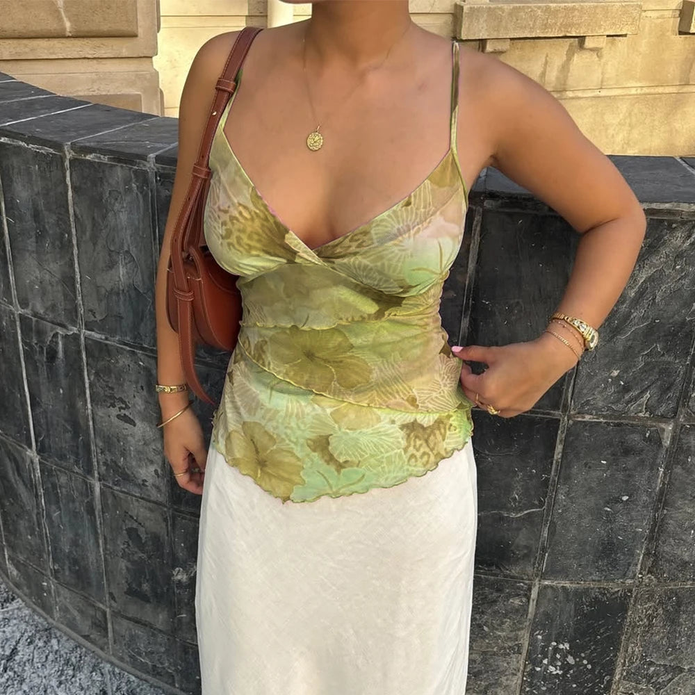 VILZSTUDIOS Aesthetic Floral Print Tank Top