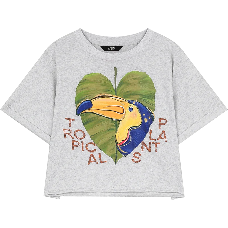 VILZSTUDIOS Loose Printed Petite Straight T-Shirt