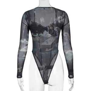 VILZSTUDIOS Dark Retro Mesh Long Sleeve Bodysuit