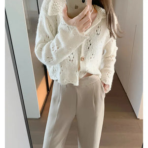 VILZSTUDIOS Elegant Lapel Polo Cardigan