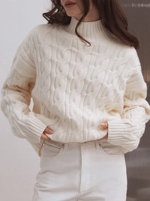 VILZSTUDIOS Oversized Cable Knit Turtleneck Sweater