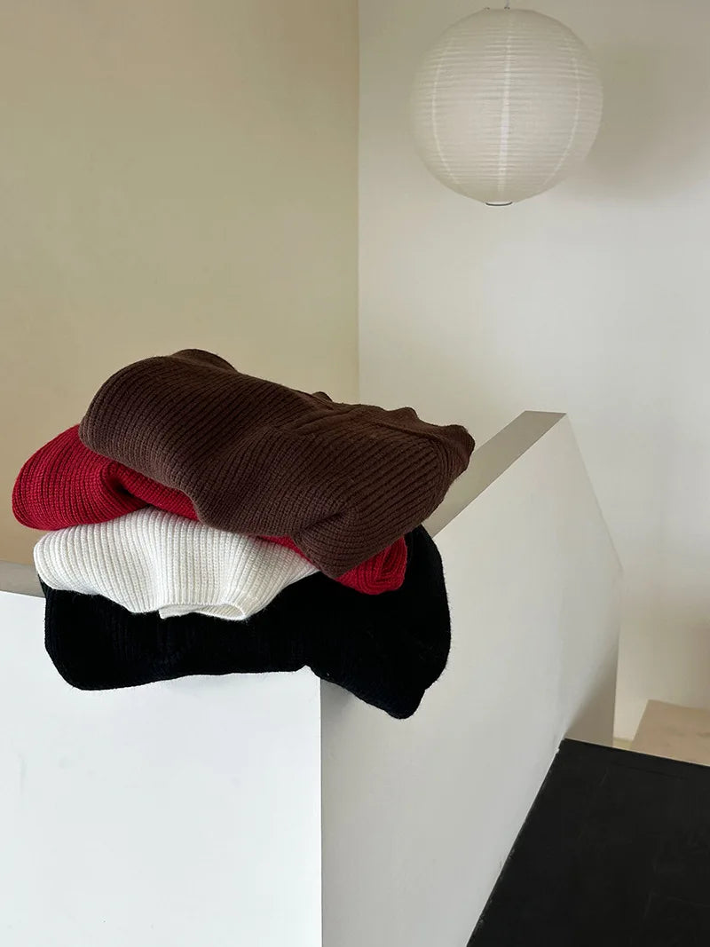 VILZSTUDIOS Turtleneck Semi-Zipper Knitwear Sweater