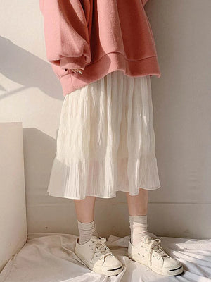 VILZSTUDIOS Gentle Pleated Chiffon Fairy Skirt A-Line.