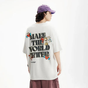 VILZSTUDIOS Cupid Printed Loose Cotton Short T-Shirt
