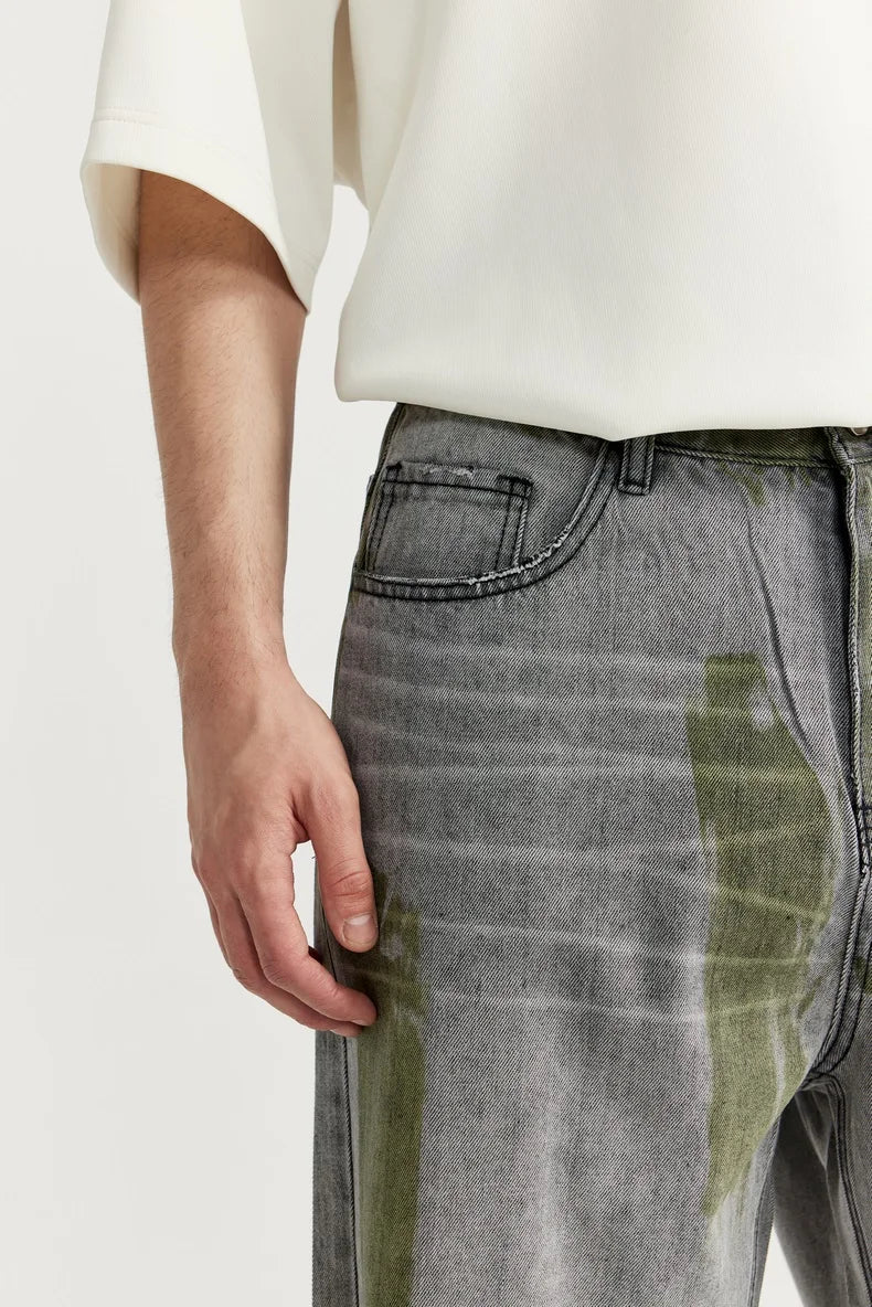 VILZSTUDIOS Hand-Painted Wide Leg Denim Jeans
