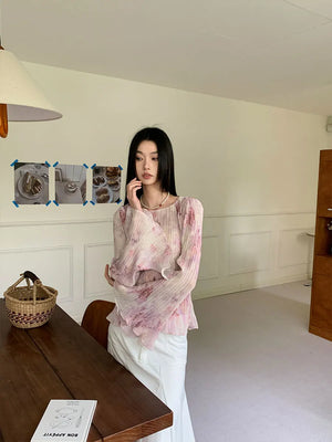 VILZSTUDIOS Pink Pleated Ruffled Blouse