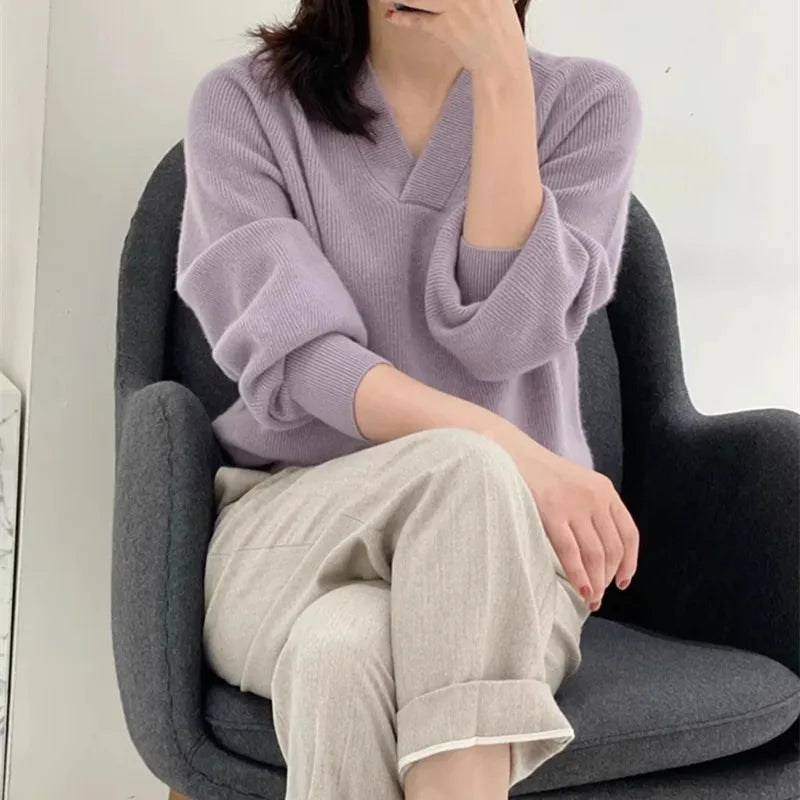 VILZSTUDIOS Cozy Wool V-Neck Knitted Sweater