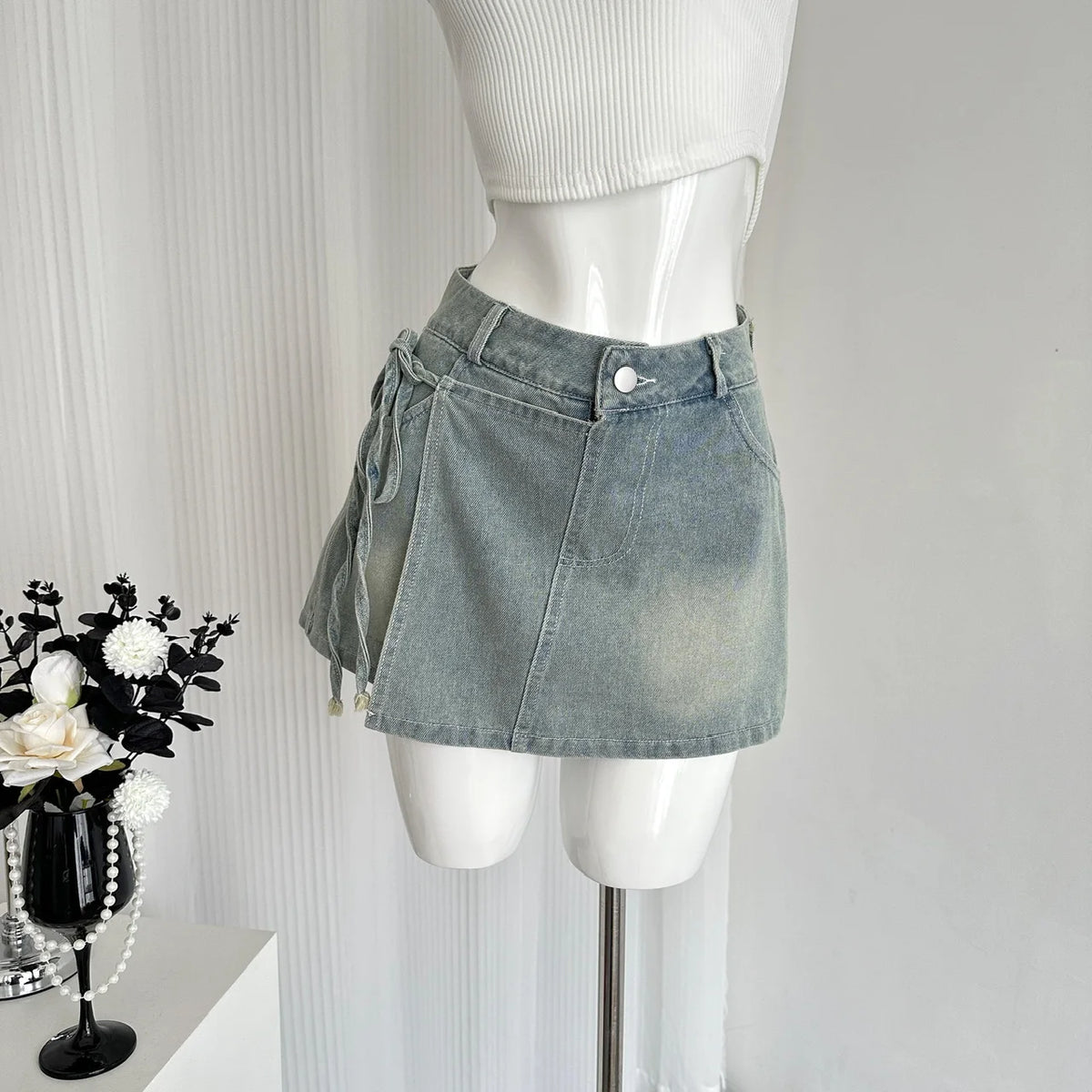 VILZSTUDIOS Slimming High Waist Denim Shorts Jeans