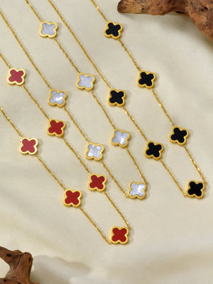 VILZSTUDIOS Elegant Stainless Steel Four-Leaf Clover Necklace