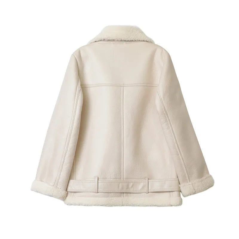 VILZSTUDIOS Warm Fur Collar Rider Jacket