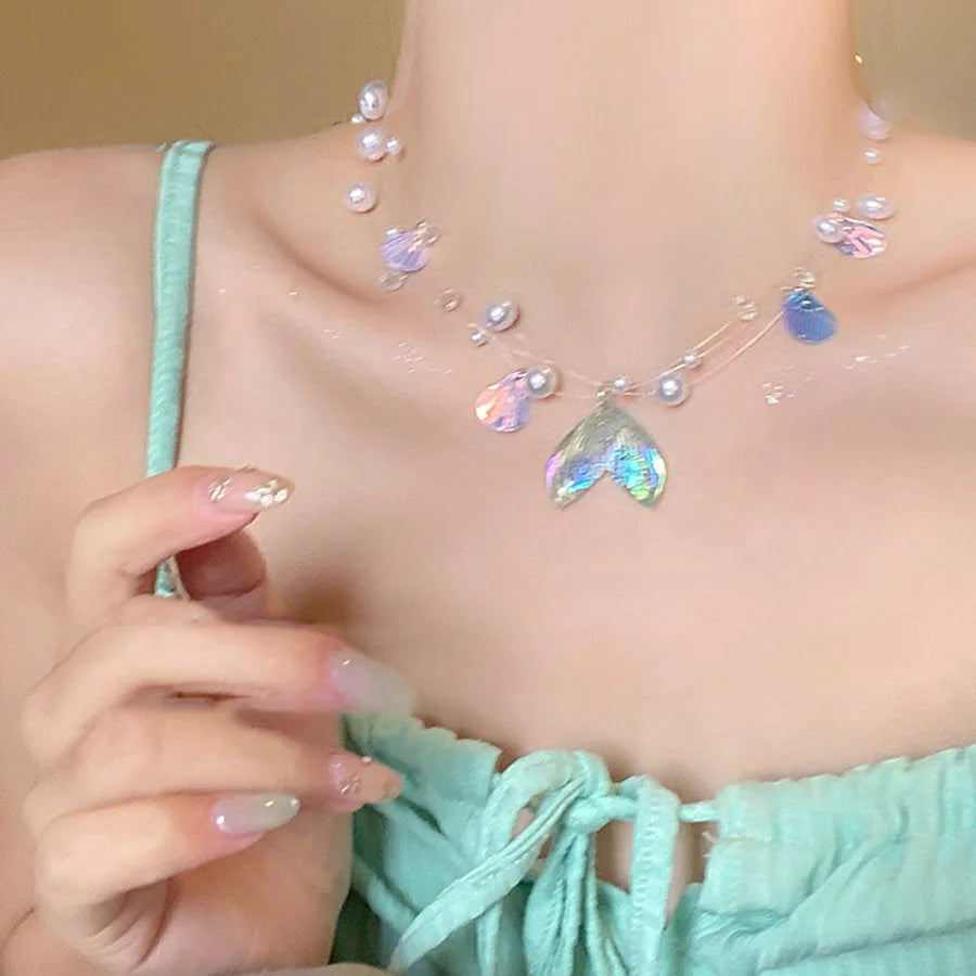 VILZSTUDIOS Vibrant Acrylic Fish Tail Beach Necklace