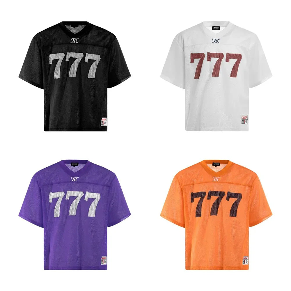VILZSTUDIOS Breathable Mesh Hollow Short-Sleeved Retro T-Shirt