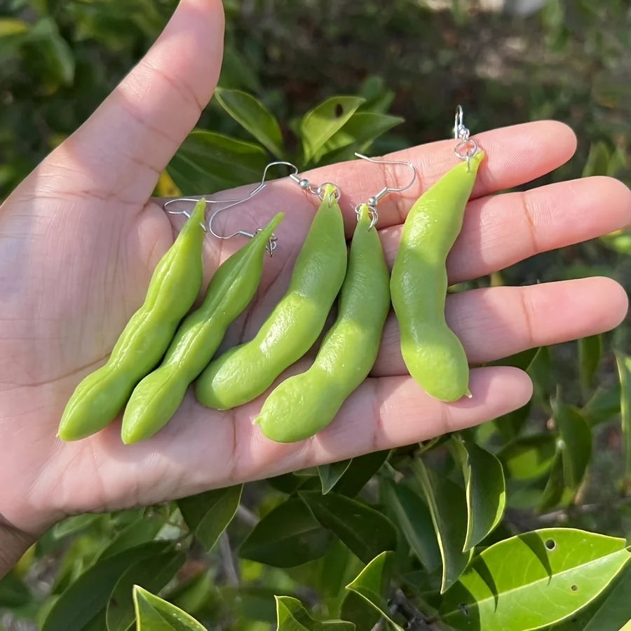 VILZSTUDIOS Green Soybean Pendant Creative Simulated Earring