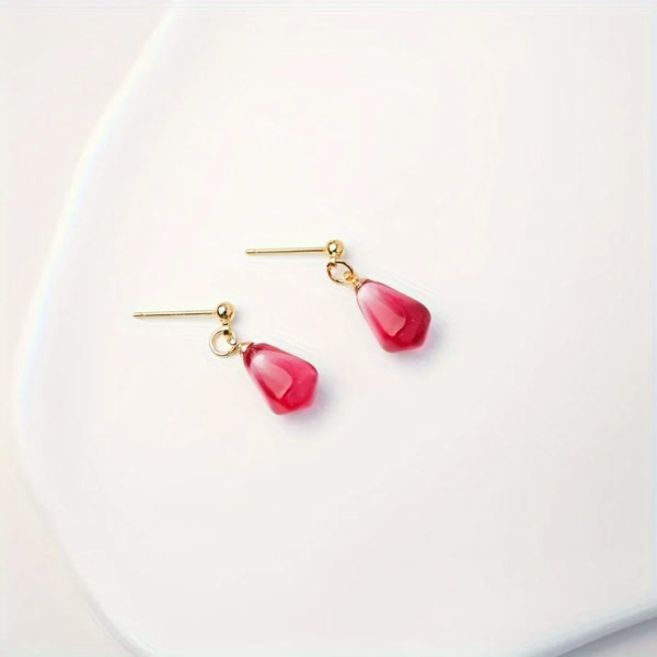 Vibrant Red Pomegranate Seed Dangle Earring