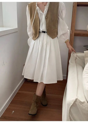 VILZSTUDIOS Cozy Vintage Loose V-Neck Vest