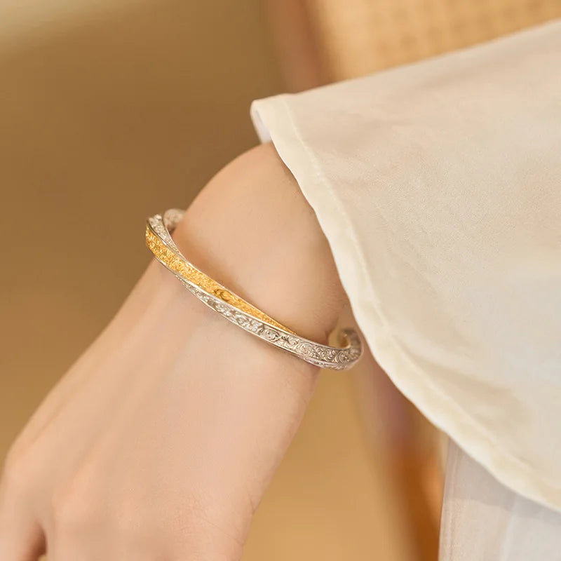 VILZSTUDIOS Golden Flower Vintage Sterling Bracelet