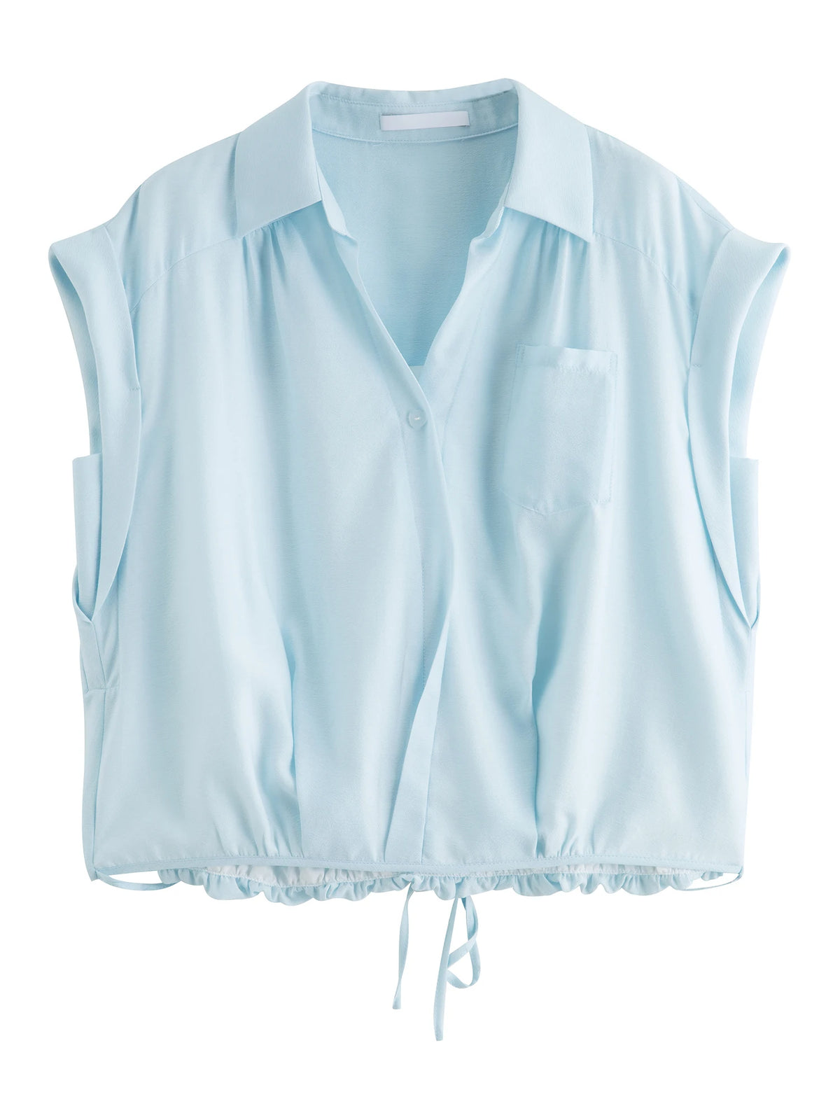 VILZSTUDIOS French Lazy Relaxed V-Neck Commuter Blouse