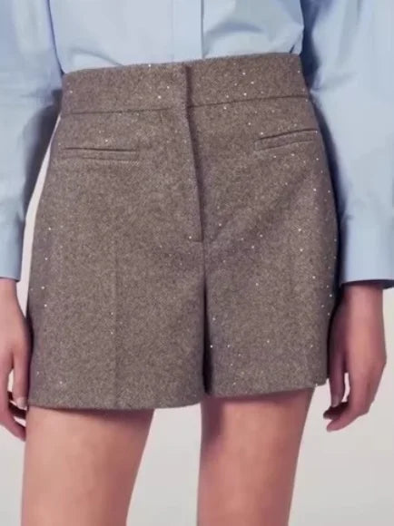 VILZSTUDIOS Chic Diamond Decoration High Waist Mini Skirt