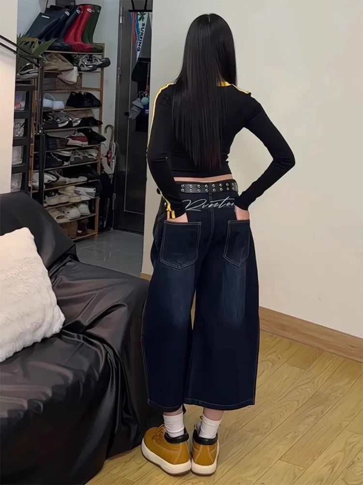 VILZSTUDIOS Vintage Washed Wide Leg Denim Jeans