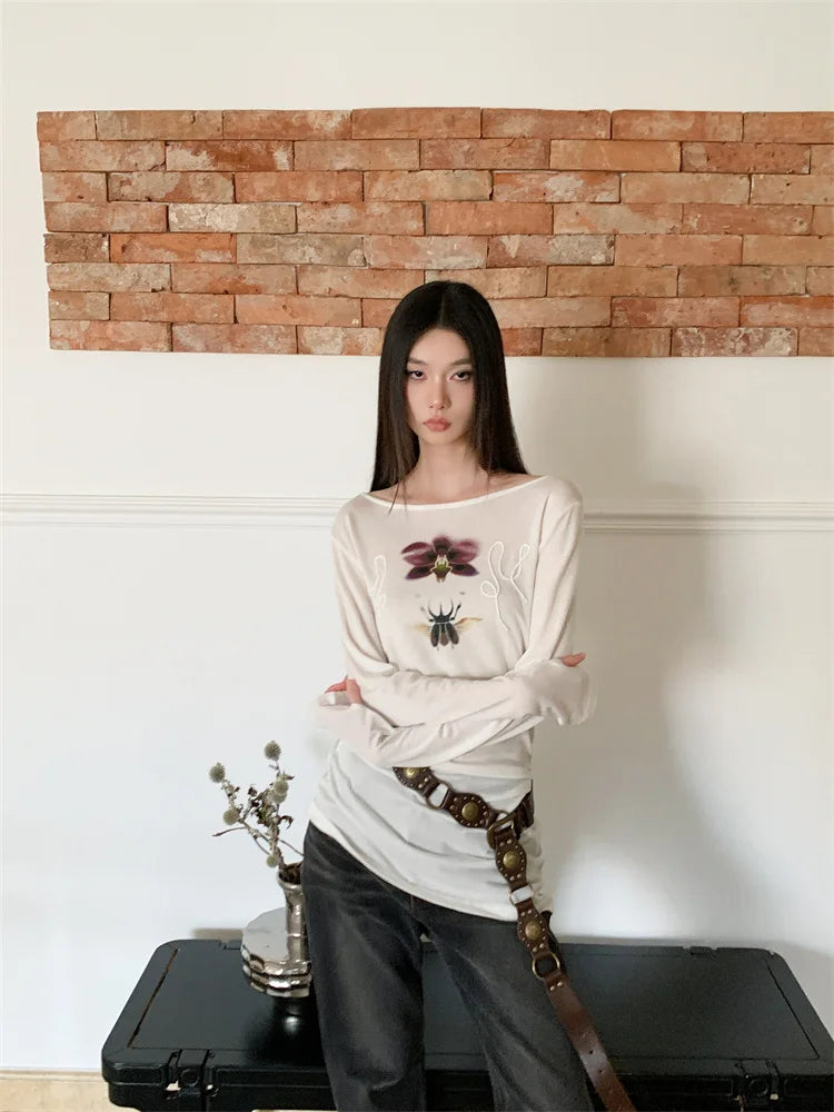 VILZSTUDIOS Beetle Orchid Print Long Sleeve Top