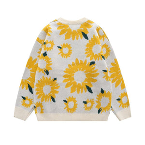 VILZSTUDIOS Textured Sunflower Oversized Knit Sweater