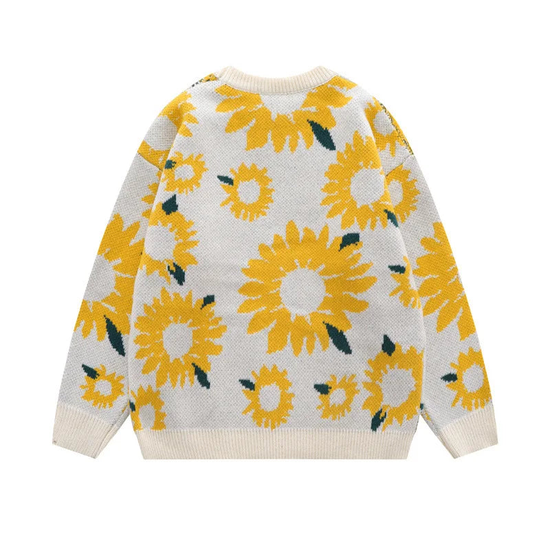 VILZSTUDIOS Textured Sunflower Oversized Knit Sweater
