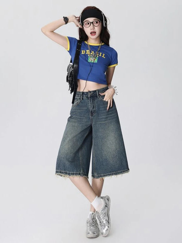 Retro-Jeans mit hoher Taille und weitem Bein