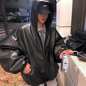 VILZSTUDIOS Sleek Black PU Leather Jacket
