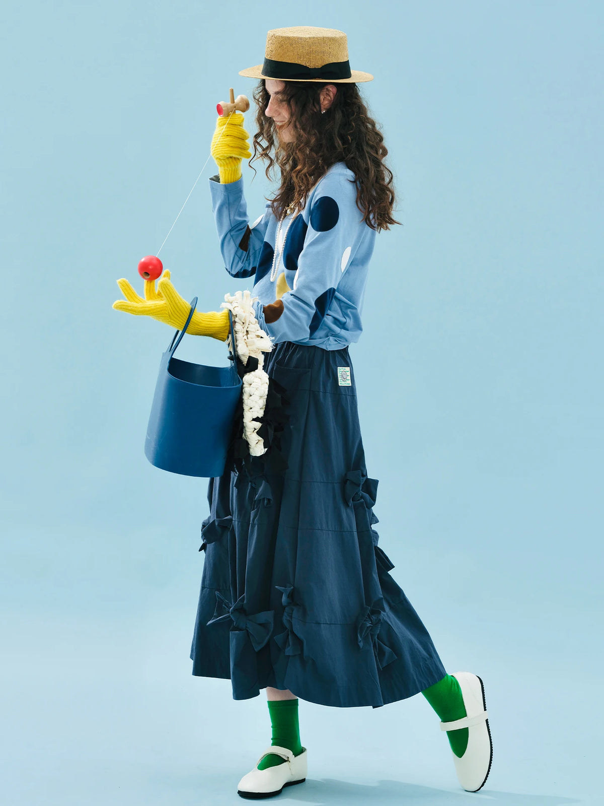 VILZSTUDIOS Adorable Blue Polka Dot Long T-Shirt