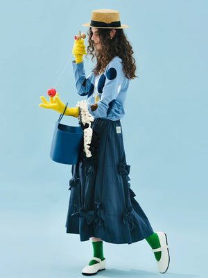 VILZSTUDIOS Adorable Blue Polka Dot Long T-Shirt