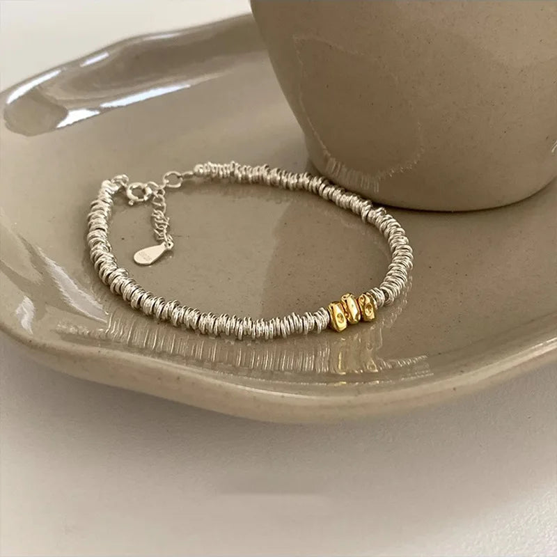 VILZSTUDIOS Geometric Beads Adjustable Gold Color Bracelet