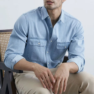 VILZSTUDIOS Front Pockets Long-Sleeve Denim Shirt