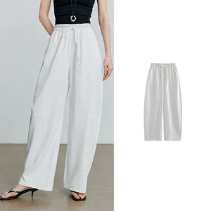 VILZSTUDIOS Elastic Waist Curved Split Casual Pants