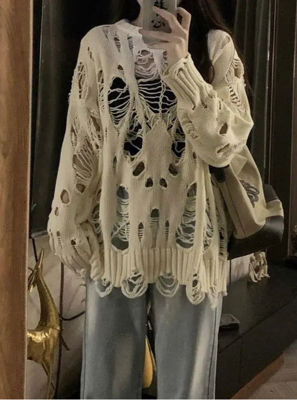 Thin Hollow Out Knitted Sweater