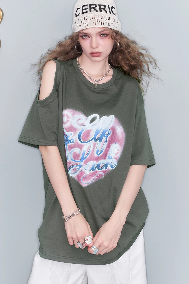 VILZSTUDIOS Sweet Cool Love Print Oversize T-Shirt