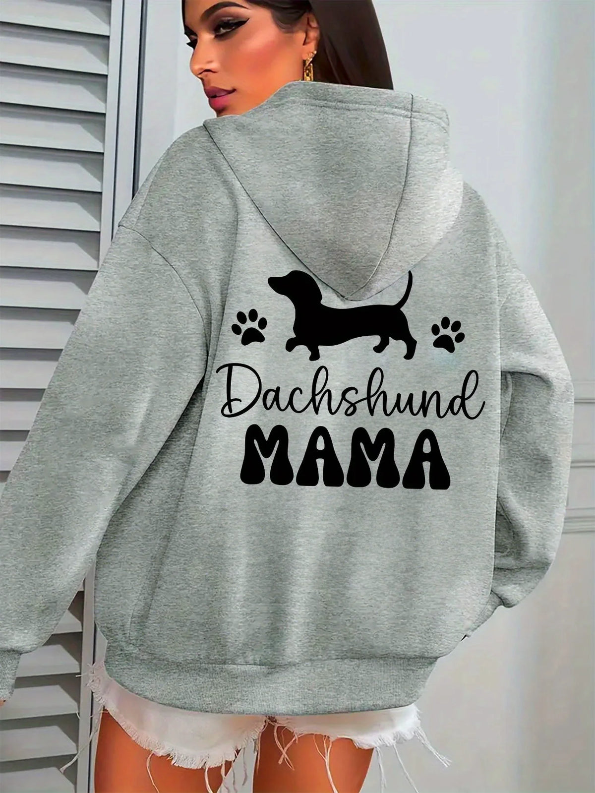 VILZSTUDIOS Funny Dachshund Mama Print Hoodie