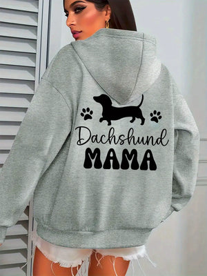VILZSTUDIOS Funny Dachshund Mama Print Hoodie