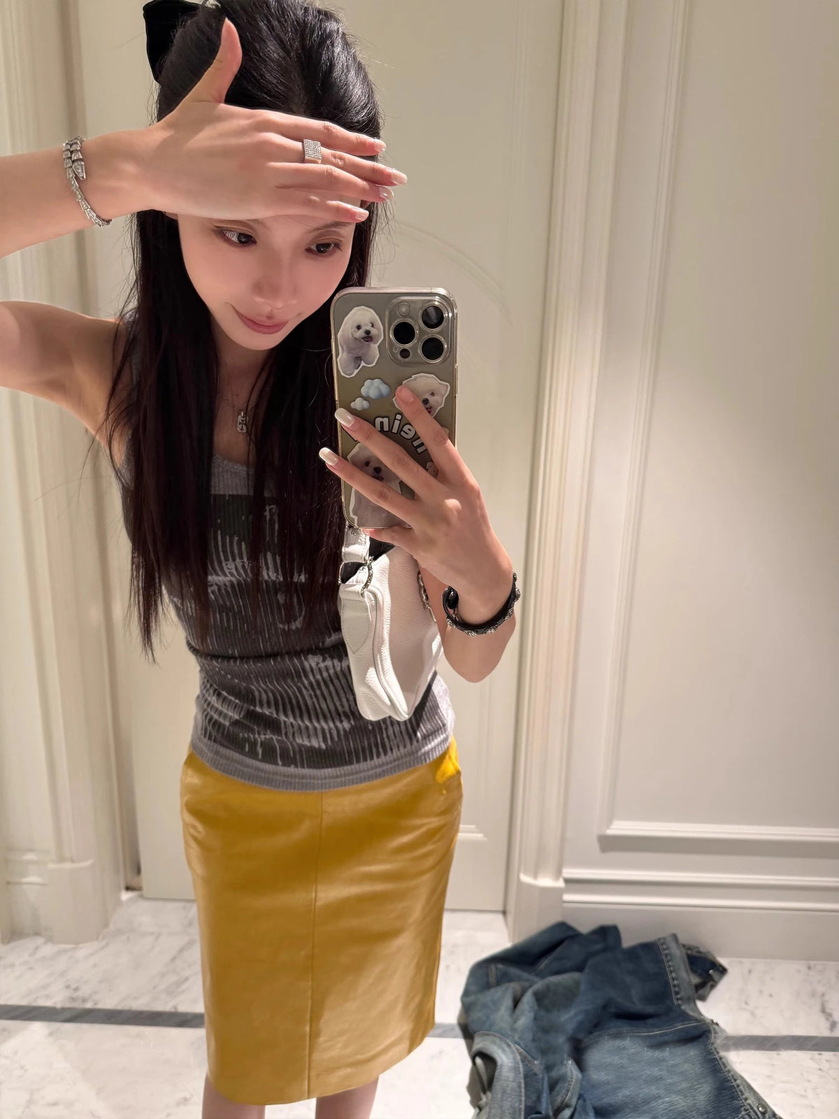 VILZSTUDIOS Shiny Reflective Yellow Patent PU Leather