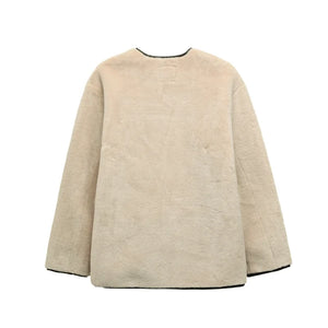 VILZSTUDIOS Stylish Knot Fastening Faux Fur Jacket