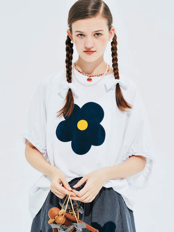Floral Patch Loose Summer Women T-Shirt