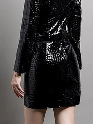 VILZSTUDIOS Lautaro Spring Shiny Black Crocodile Print