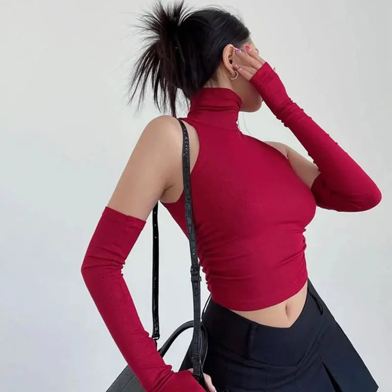 VILZSTUDIOS Pleated High Neck Tank Top