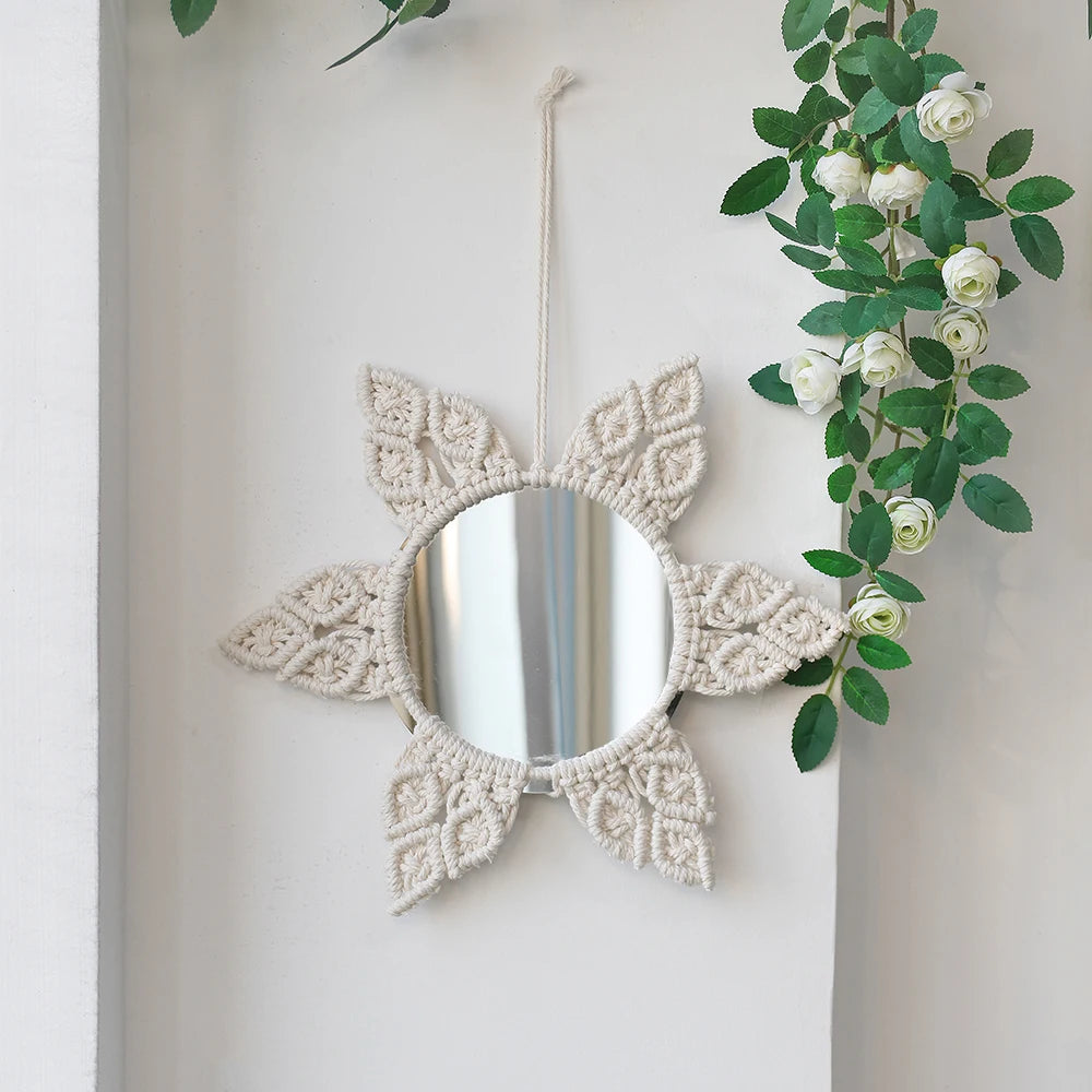 VILZSTUDIOS Macrame Mirror Wall Decoration Boho Home Decor Mirrors for Bedroom Wall Mirrors for Living Room Baby Room Decoration Nursery