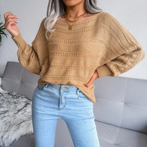 VILZSTUDIOS Stylish Hollow Off Shoulder Knit Sweater