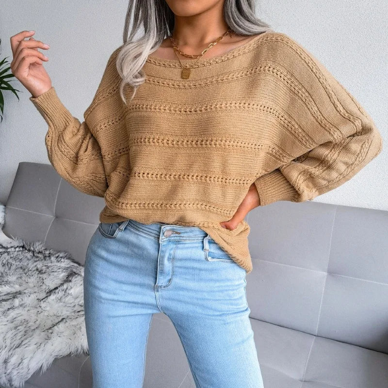 VILZSTUDIOS Stylish Hollow Off Shoulder Knit Sweater