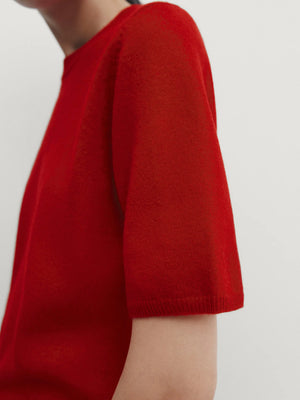 VILZSTUDIOS Red Wool Short Sleeve Sweater