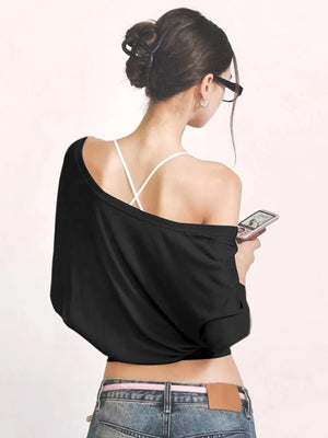 VILZSTUDIOS Sexy V-Neck Slim-Fit Long Sleeve Top